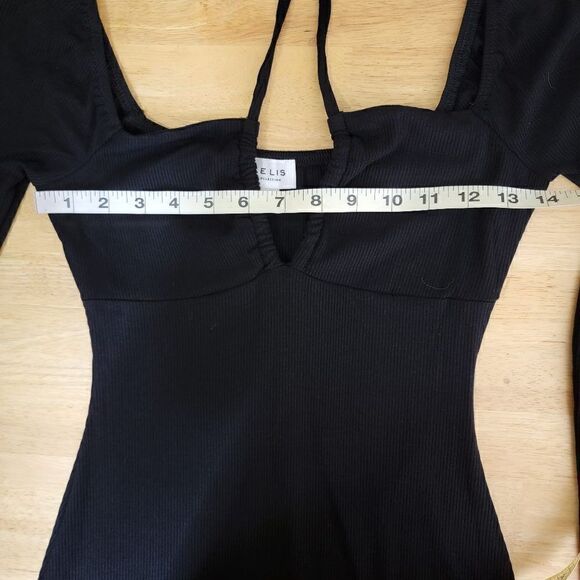 Le Lis Black Drop Shoulder Long Sleeve Dress Size Small - Picture 11 of 15